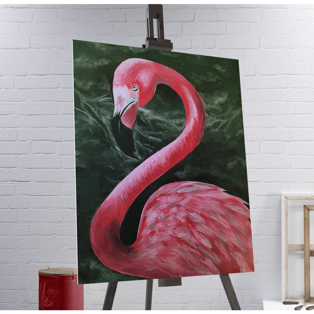 Flamingo tablosu şövalede